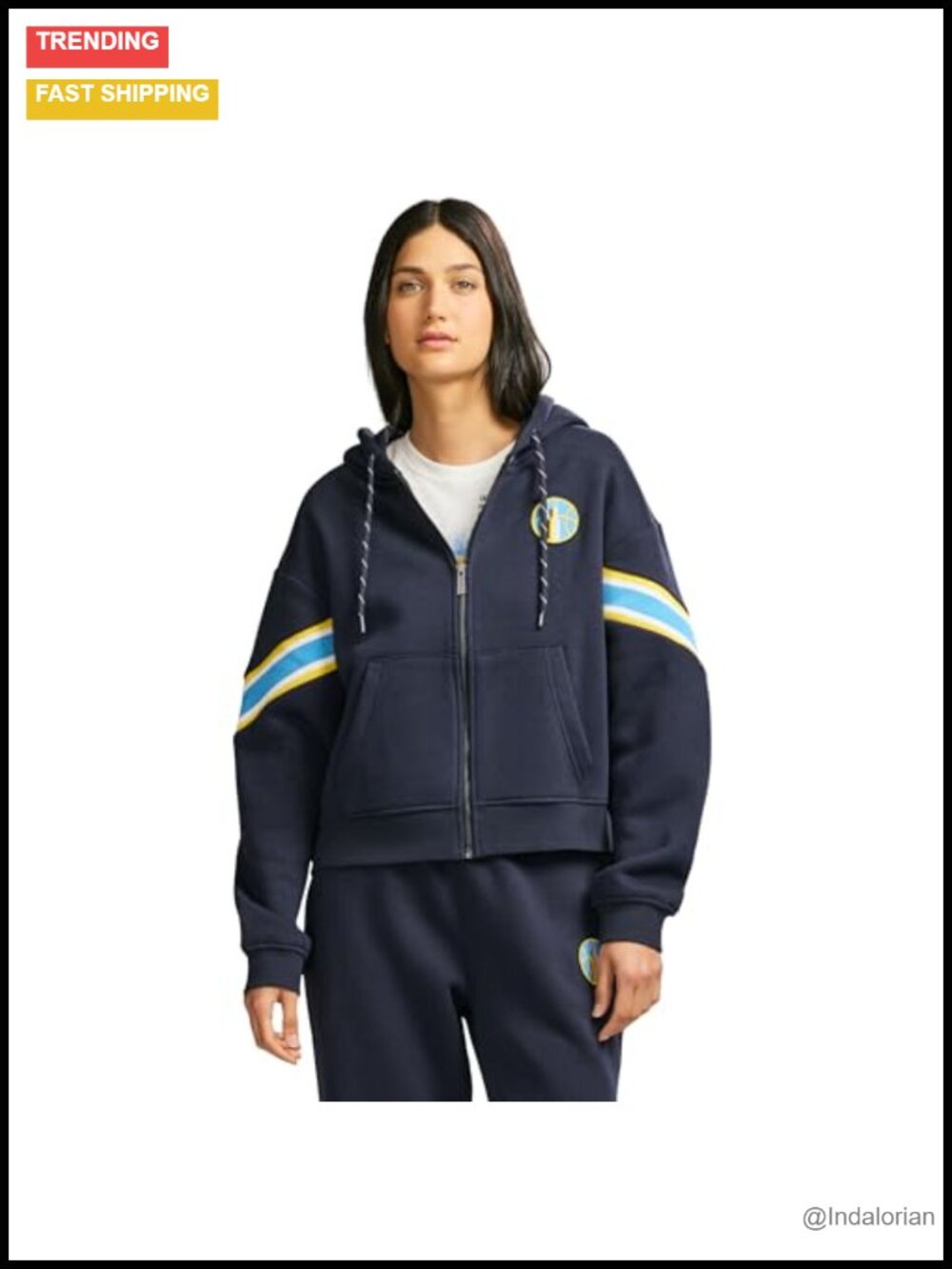 WNBA Cropped Full Zip Hooded Fleece Sweatshirt Cotton Polyester